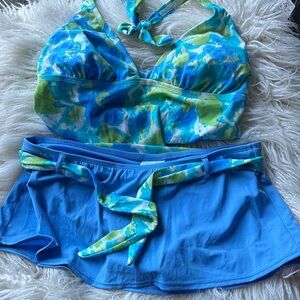 Blue and Green Women's Bikini Set